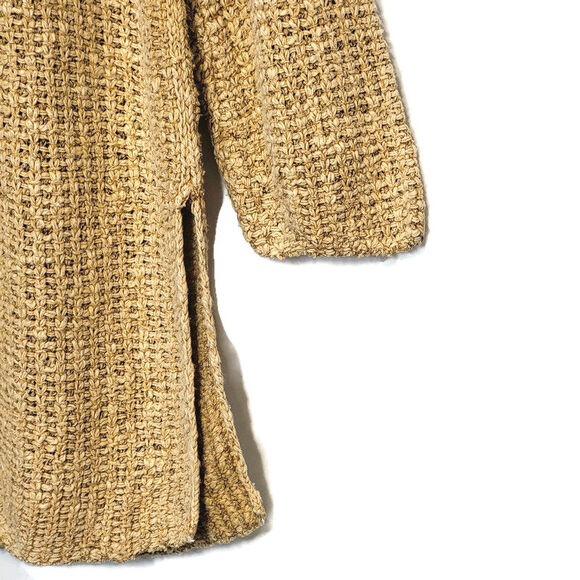 Free People Chunky Knit Crochet Hoodie Long Tunic Pullover Sweater Size M - Picture 6 of 16